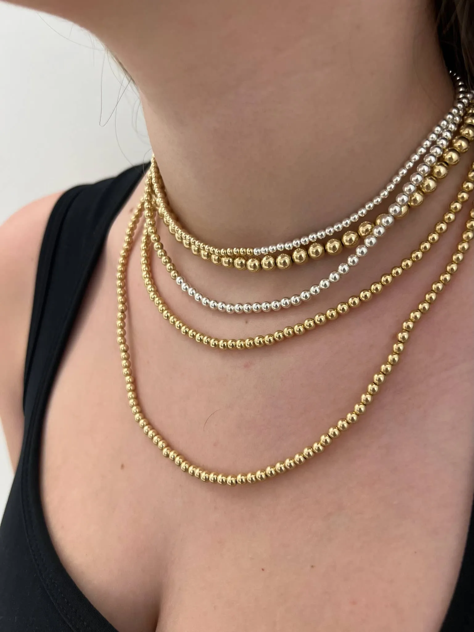 3mm 14k gold filled beaded necklace