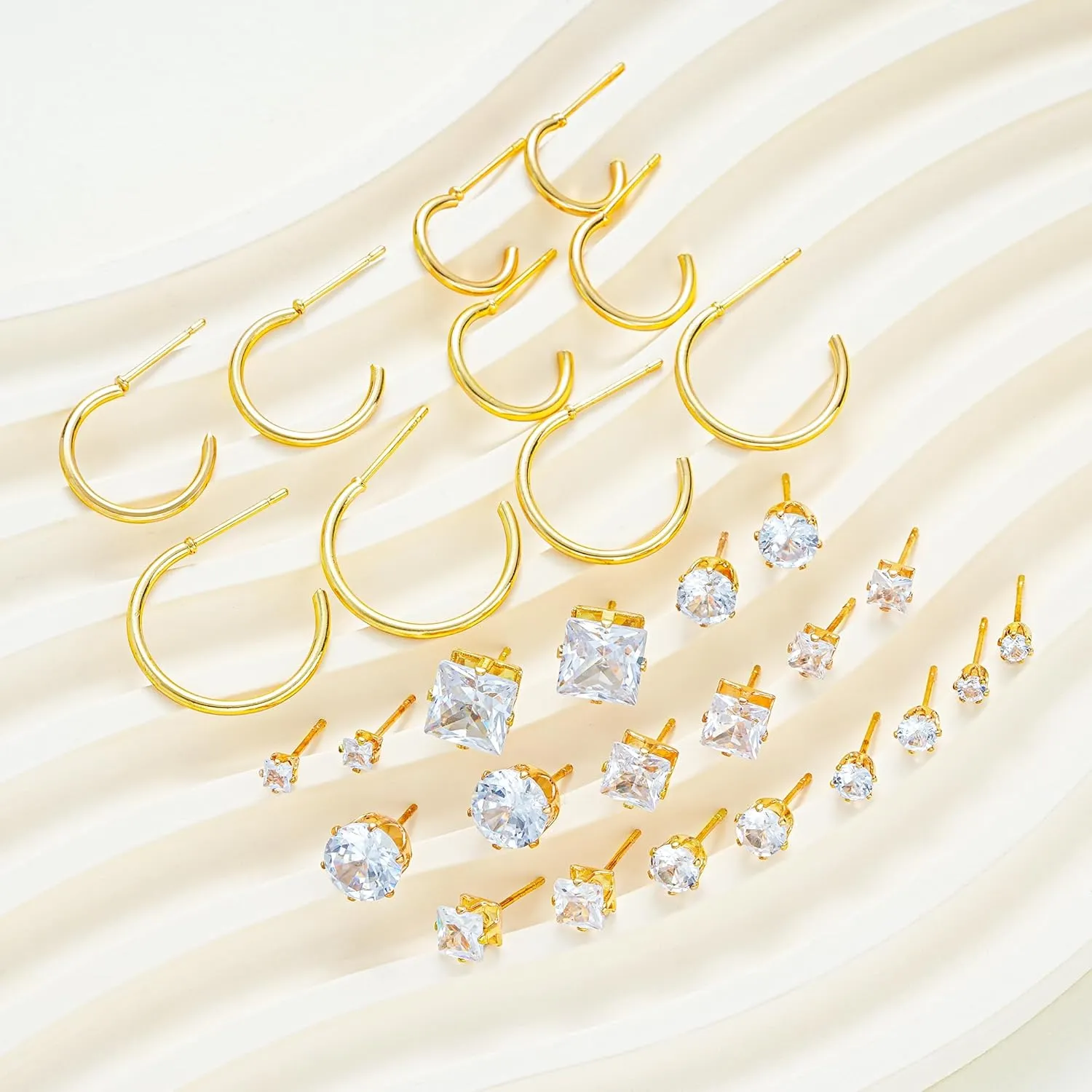 84 Pairs Gold Stud Earrings Set for Women Multipack, Fashion Pearl Cubic Zirconia Butterfly Earrings Packs Piercings, Hypoallergenic Stud Hoops Earrings for Gift
