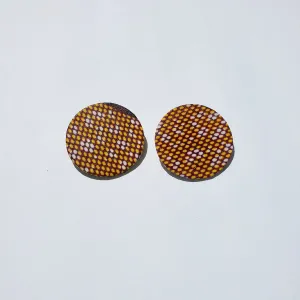 African/ Ankara Hoop Earrings(studded) - Brown/White  Print