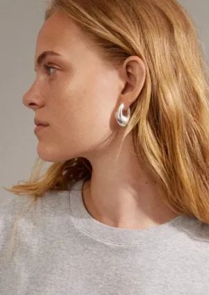 Autumn Chunky Retro Hoop Earrings | Silver