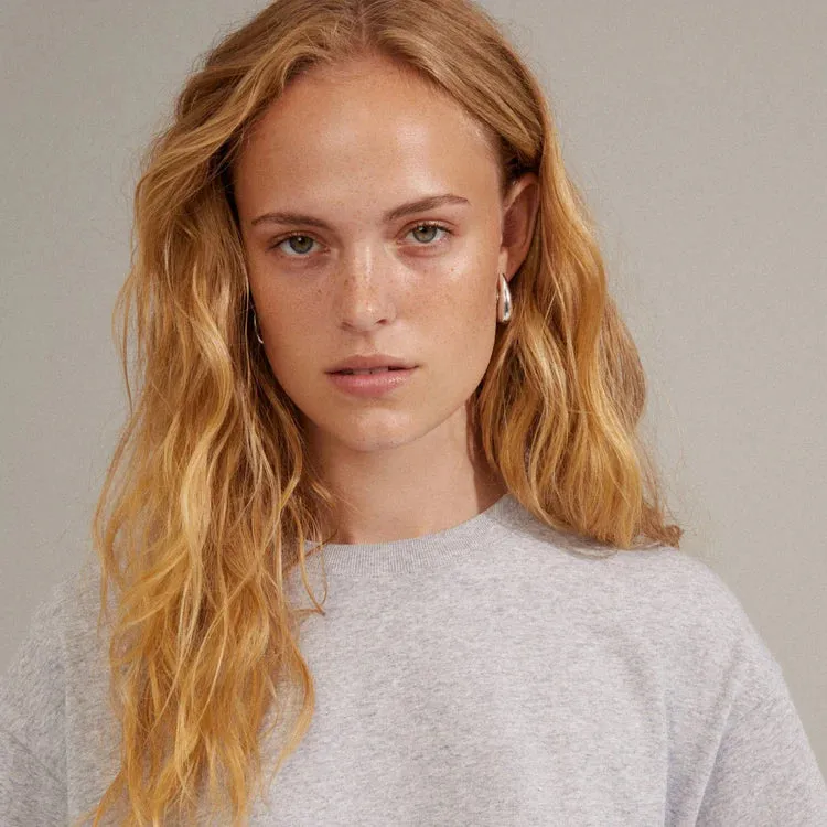 Autumn Chunky Retro Hoop Earrings | Silver