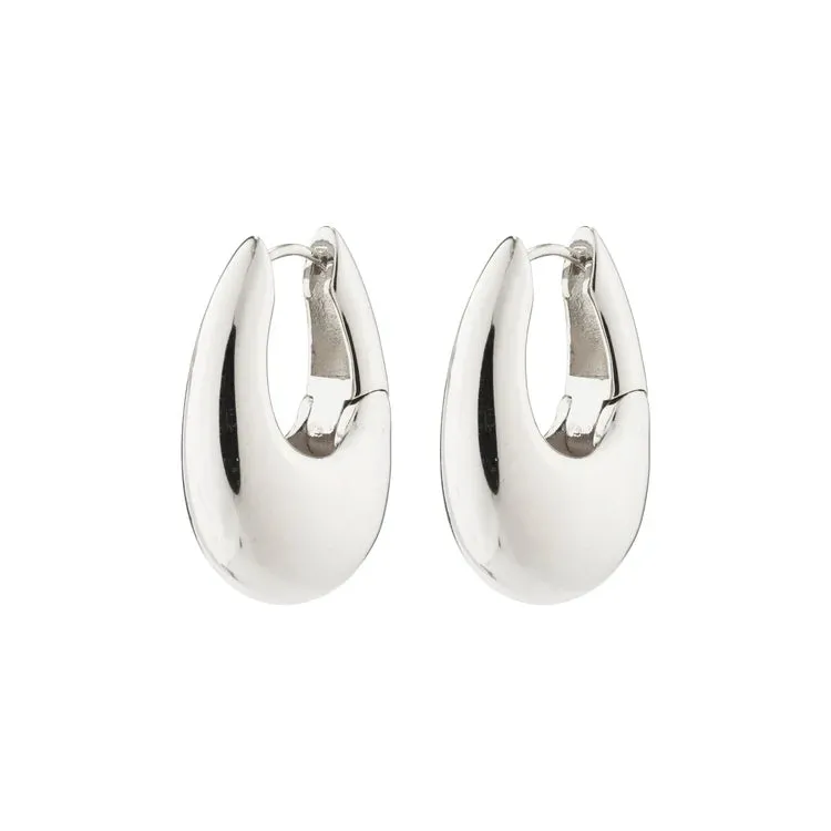 Autumn Chunky Retro Hoop Earrings | Silver