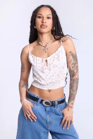 Camisole smockée à motif floral