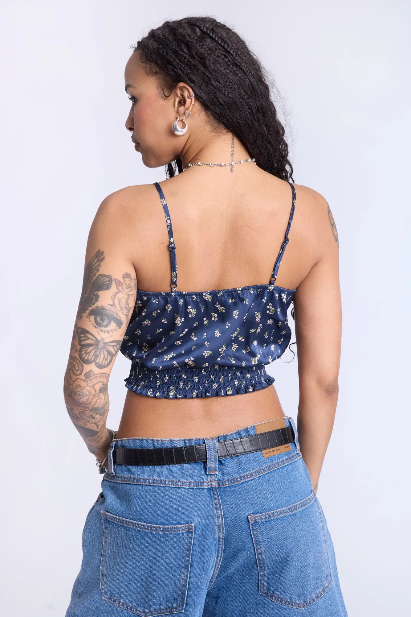 Camisole smockée à motif floral