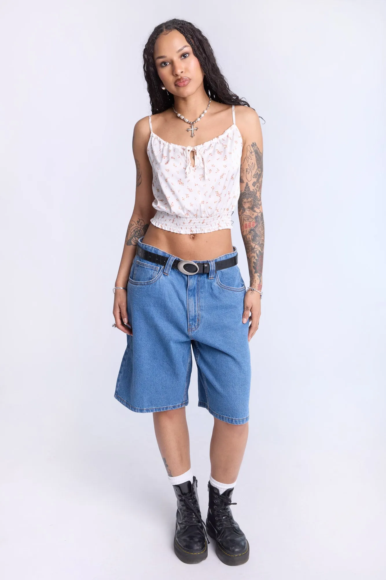 Camisole smockée à motif floral