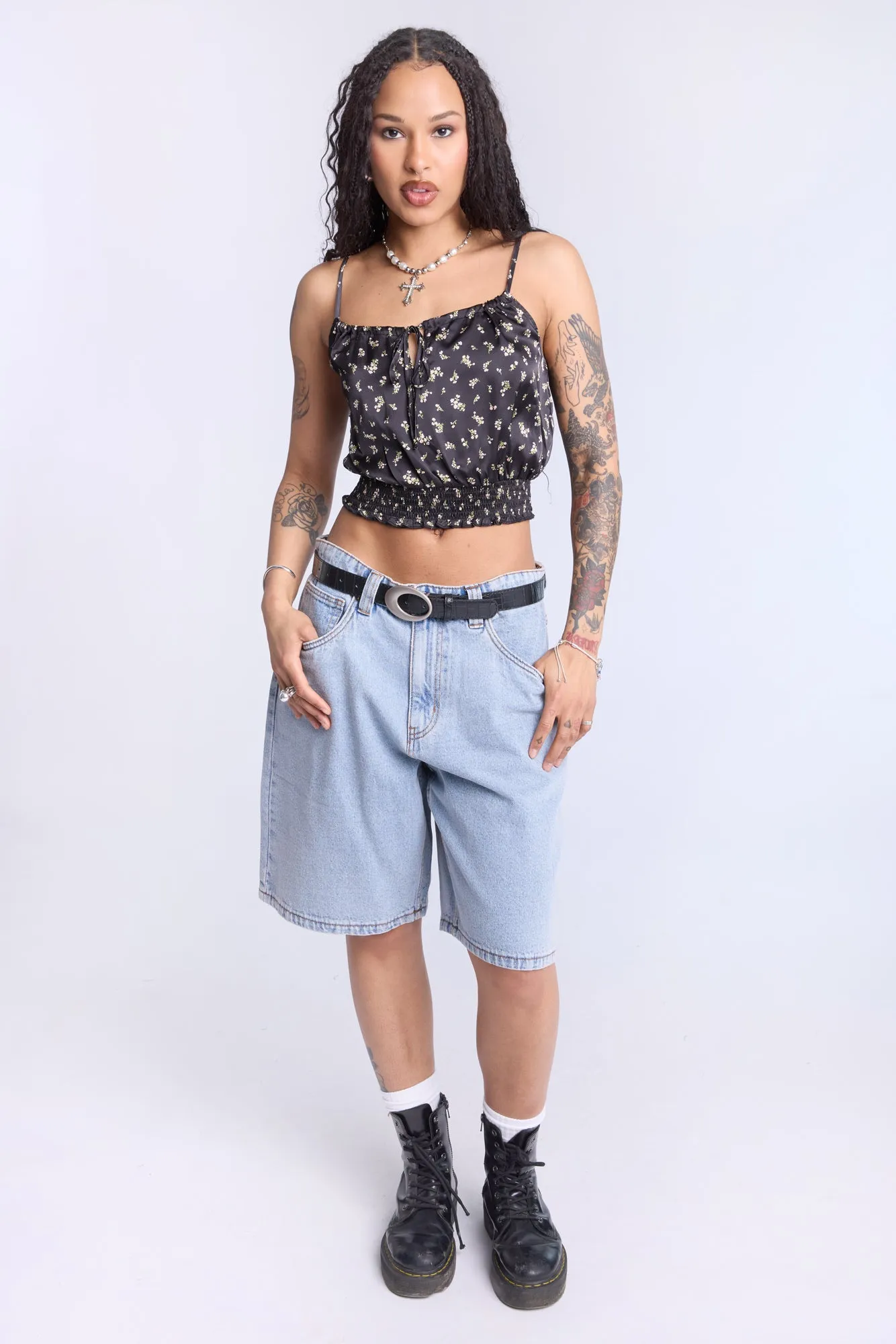 Camisole smockée à motif floral