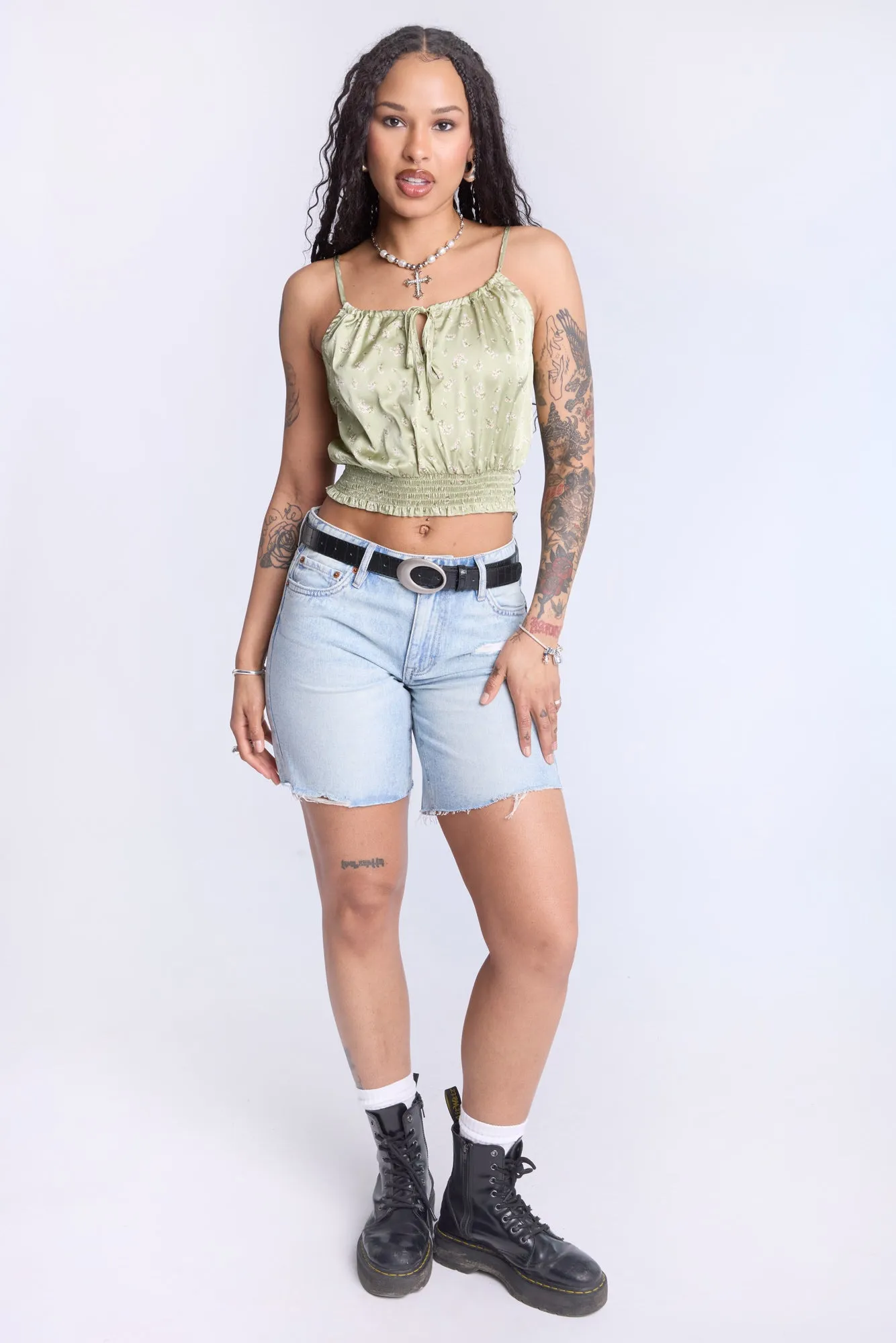 Camisole smockée à motif floral