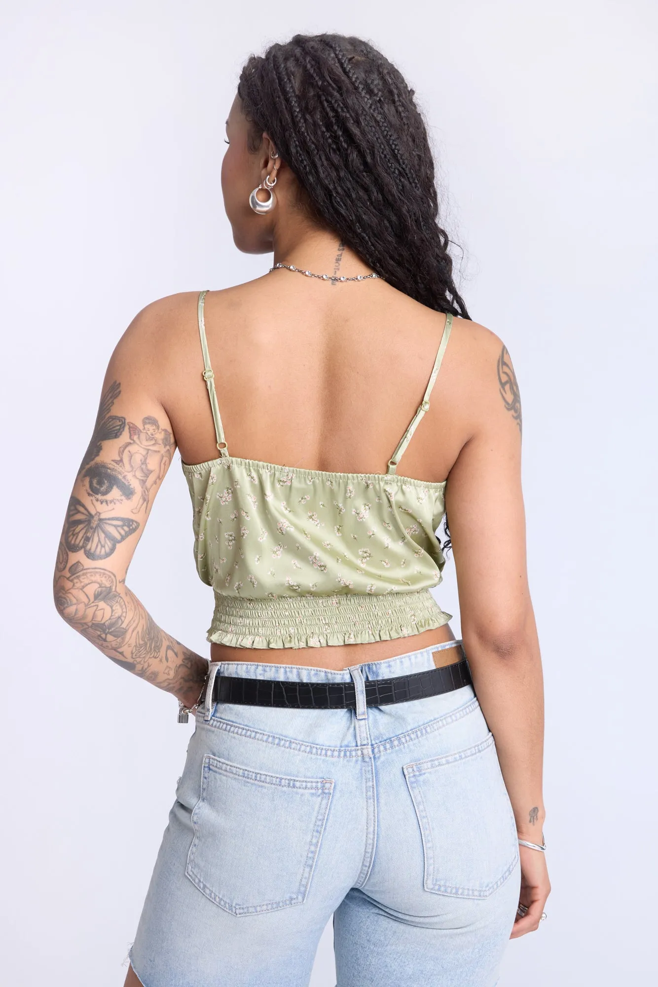 Camisole smockée à motif floral