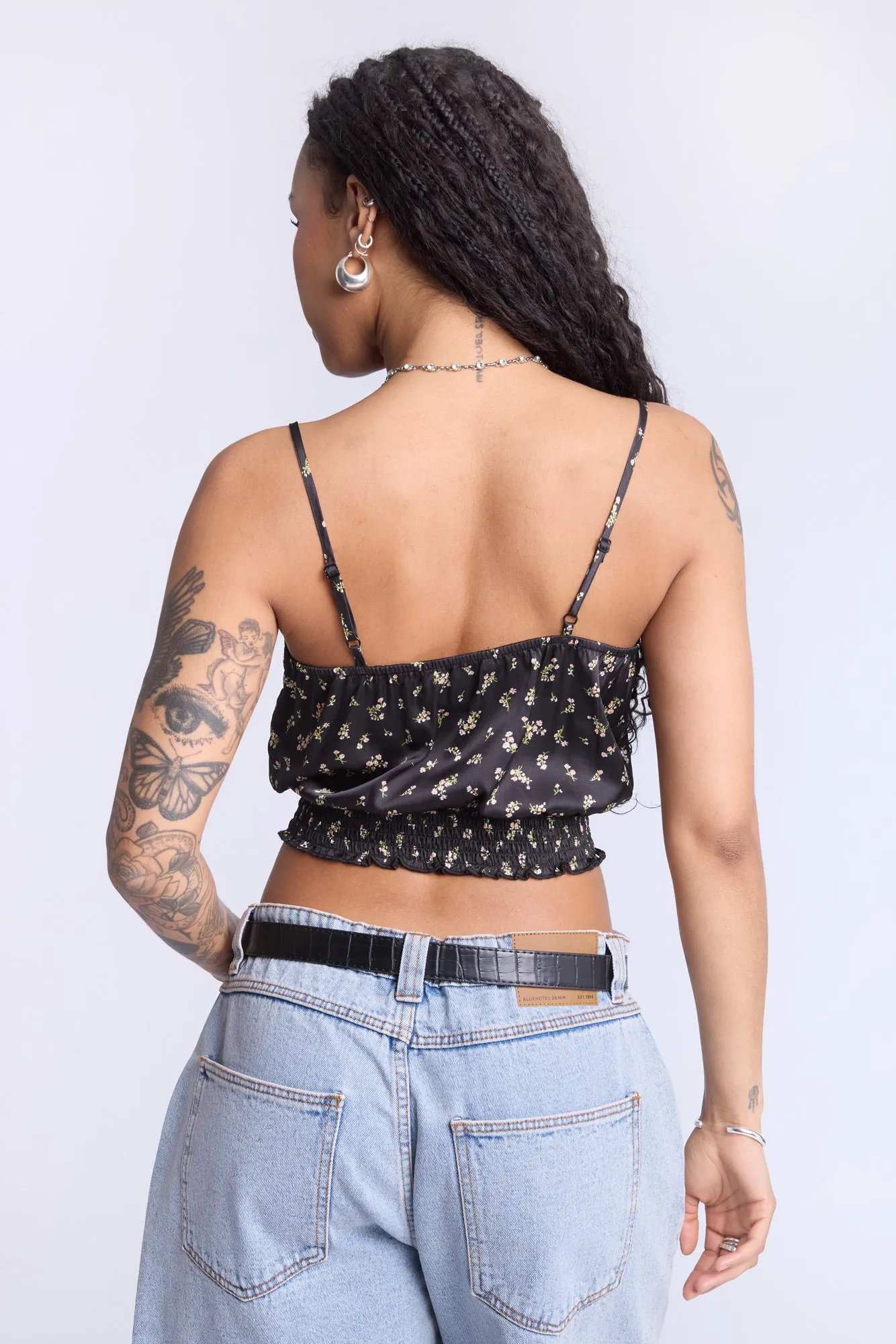 Camisole smockée à motif floral