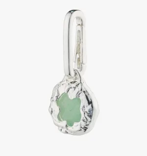 CHARM SILVER PLATED & GREEN RECYCLED NATURAL PENDANT