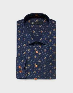 Chemise marine micro motif