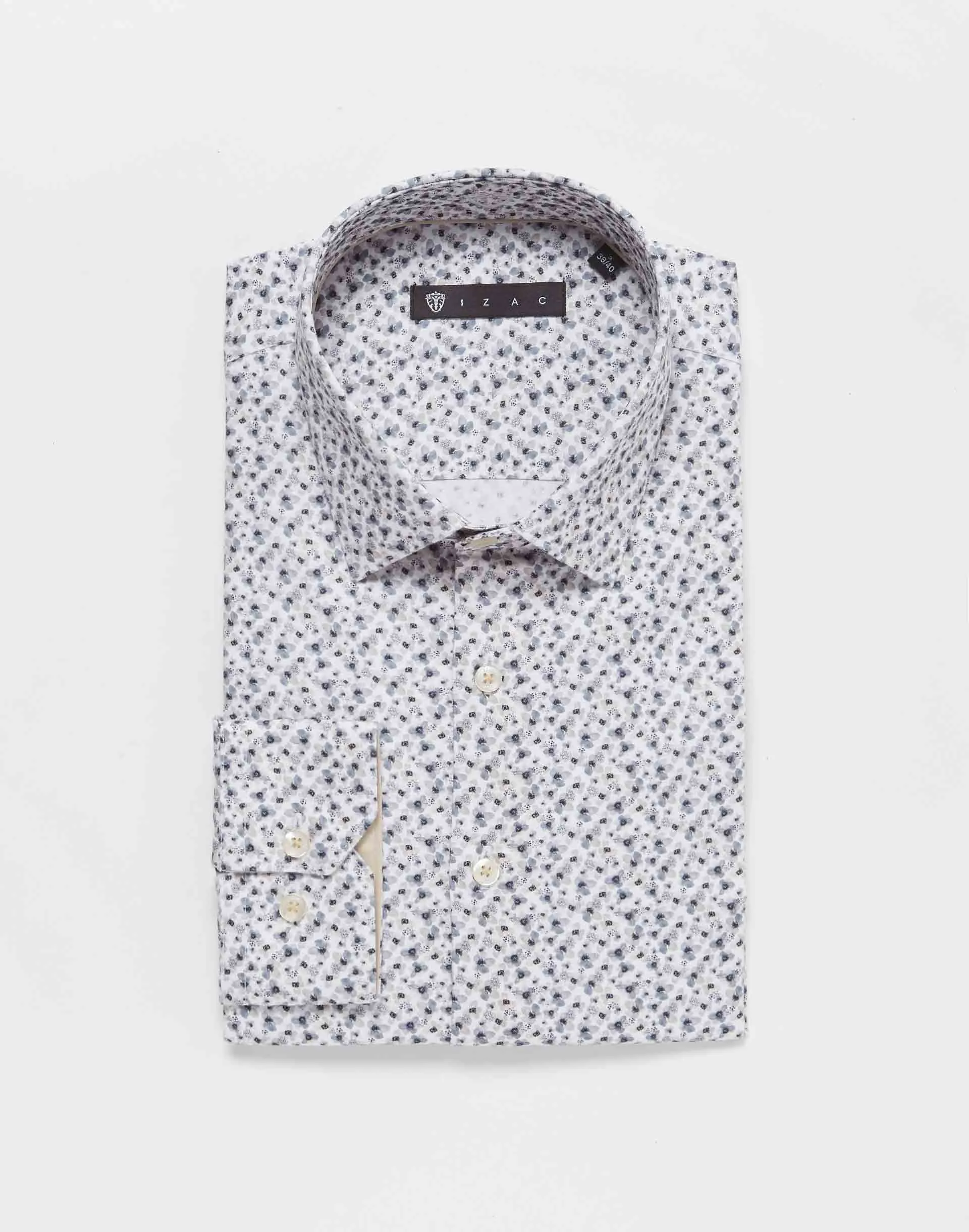 Chemise motif fleurs beige