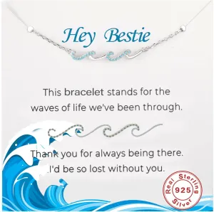Gift for Best Friends Female,Wave Friendship Bracelet for Women,Bestie Gifts for Women,925 Sterling Silver Bracelet Gifts for Friends Birthday Gift Graduation Gift