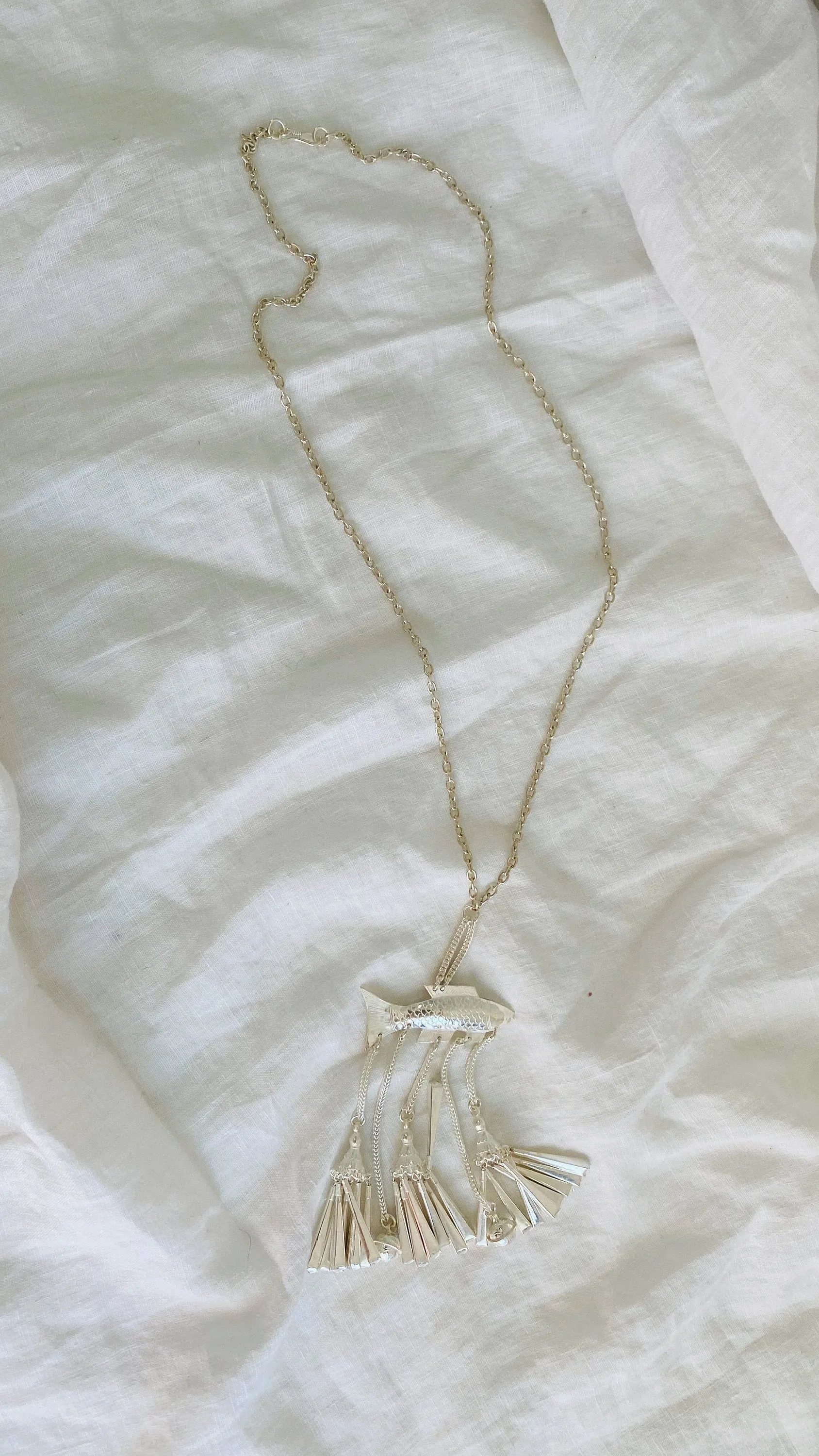 Hmong Fish Necklace. Sterling Silver