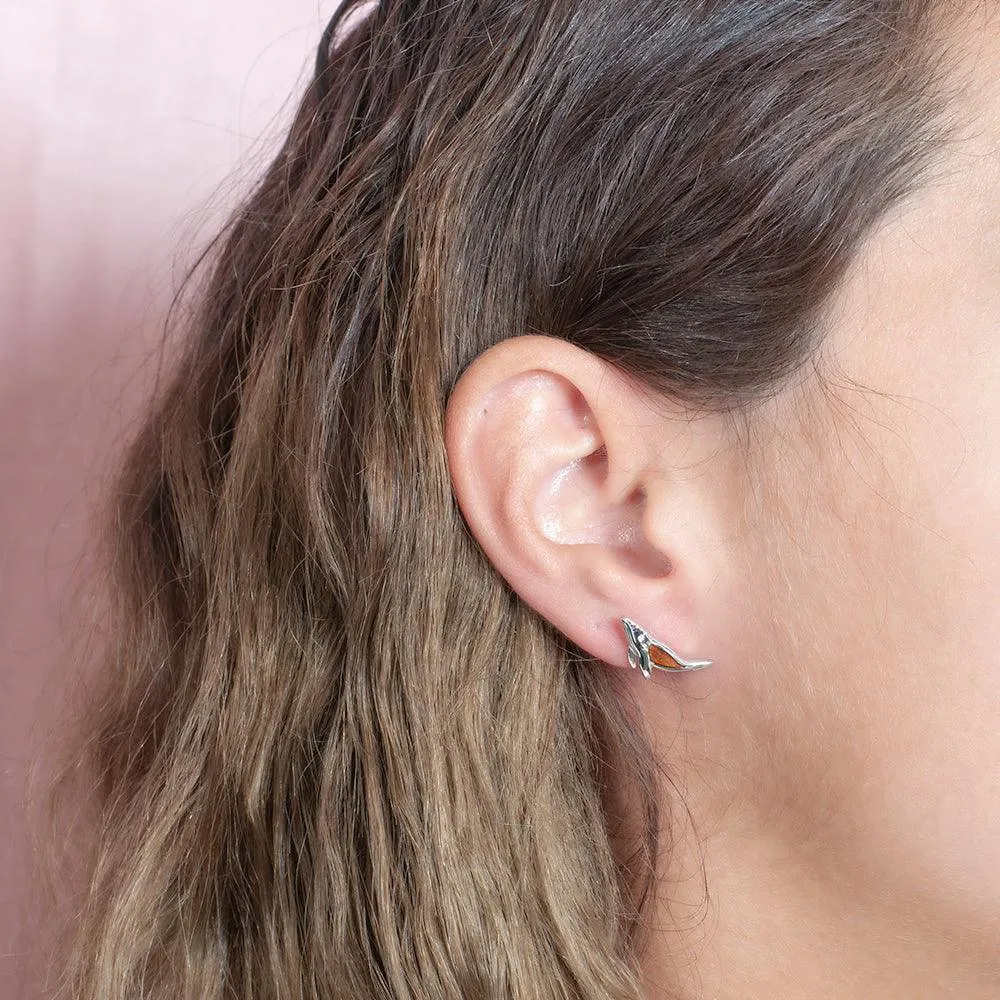 Koa Wood Humpback Whale Earrings