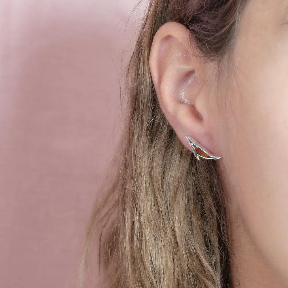 Koa Wood Humpback Whale Earrings