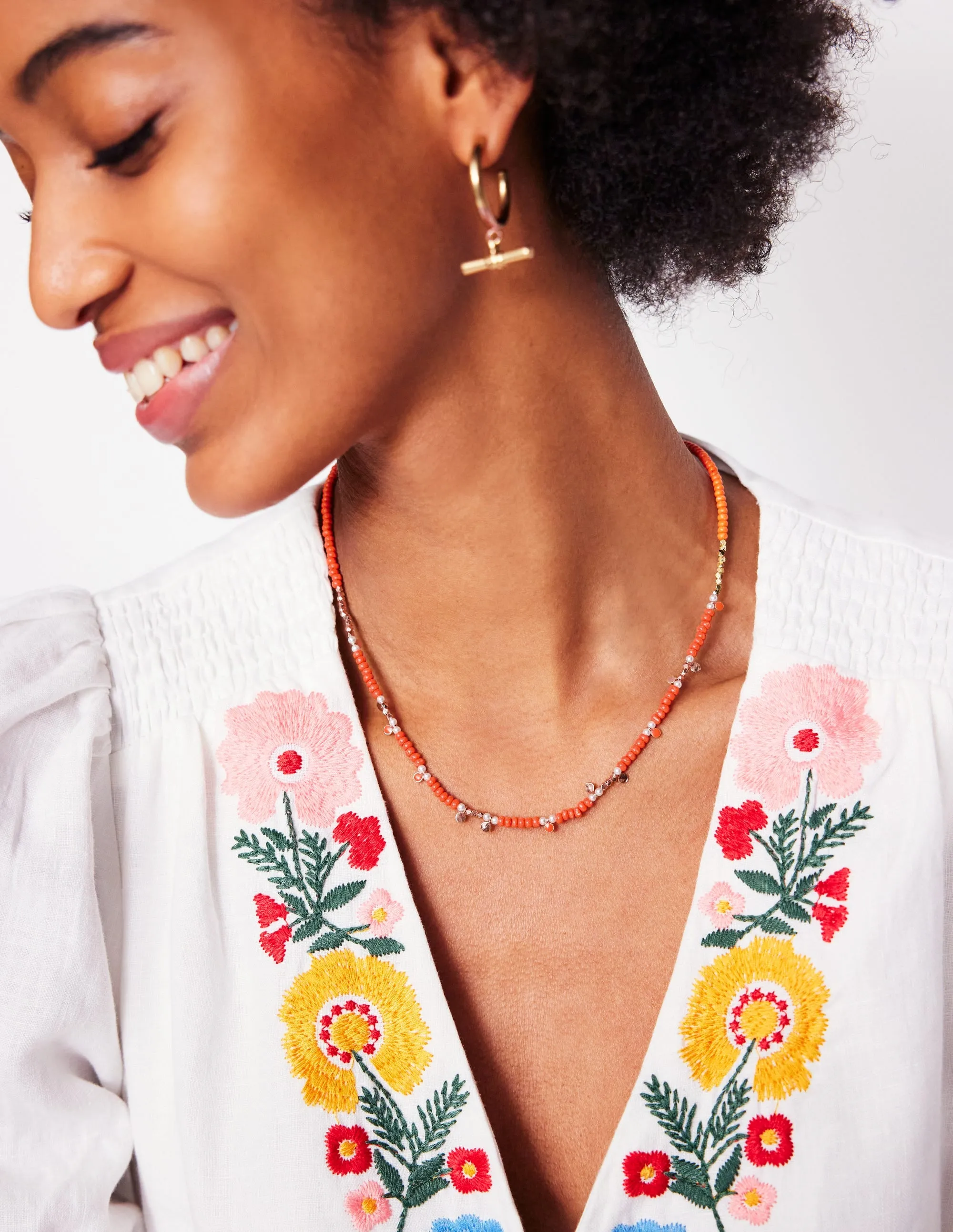 Layering Bead Necklace-Gladioli Orange