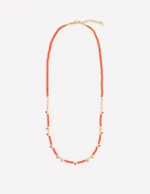Layering Bead Necklace-Gladioli Orange