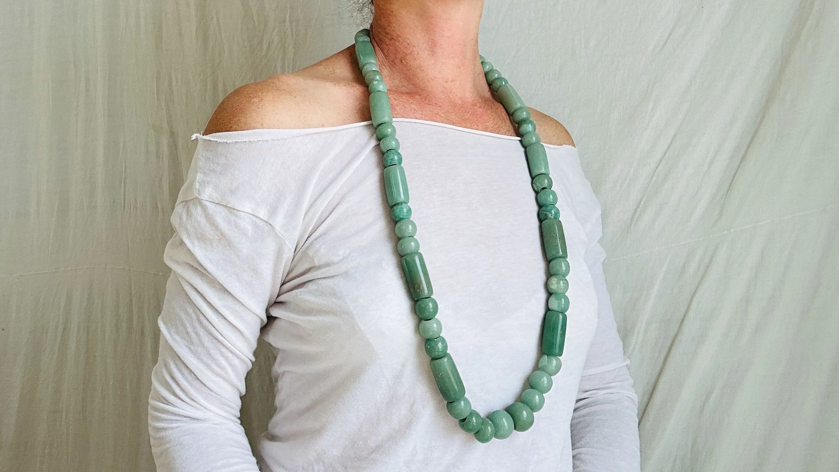 Long Jade Necklace. Oaxaca. Replica. 2484