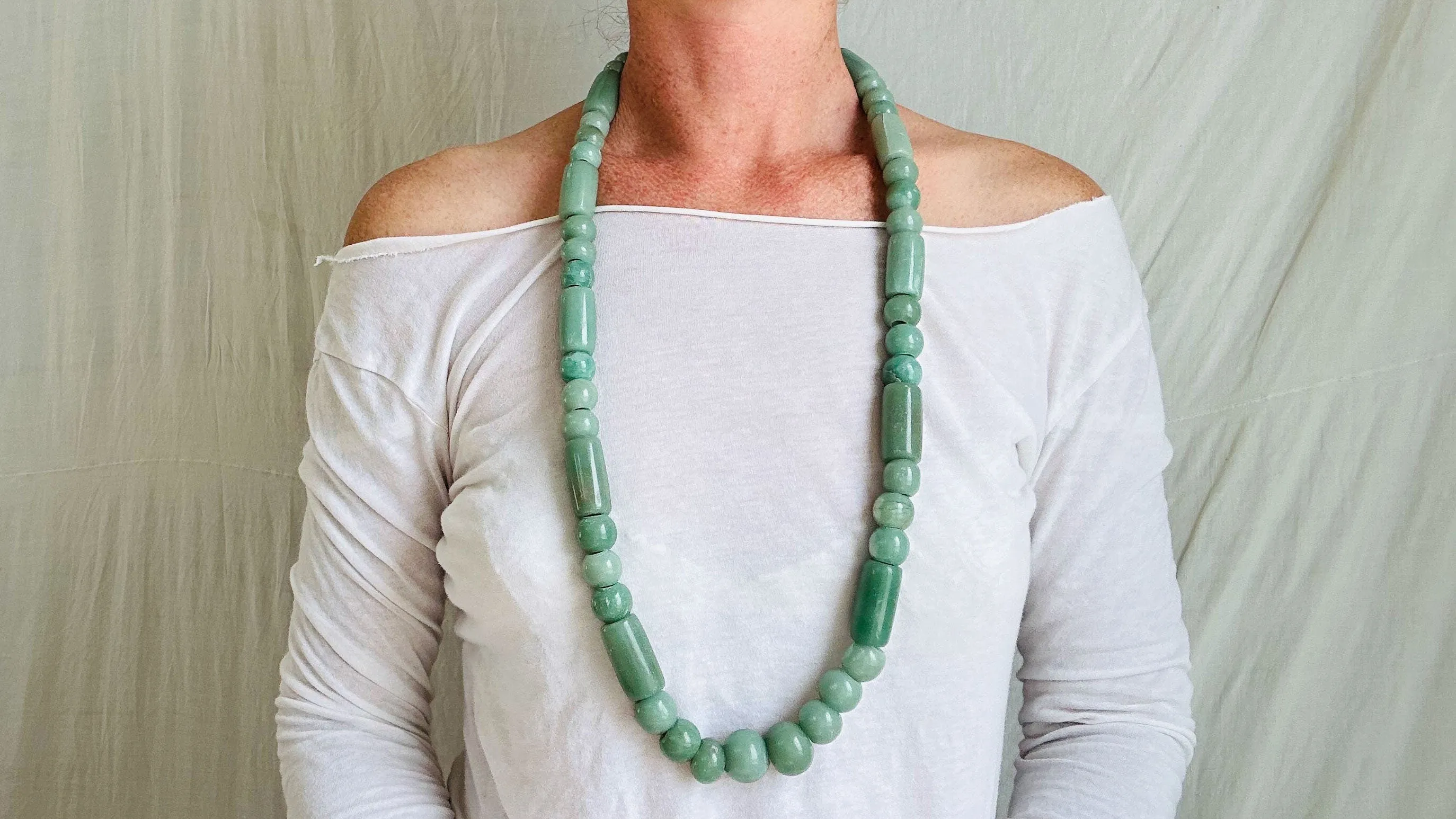 Long Jade Necklace. Oaxaca. Replica. 2484