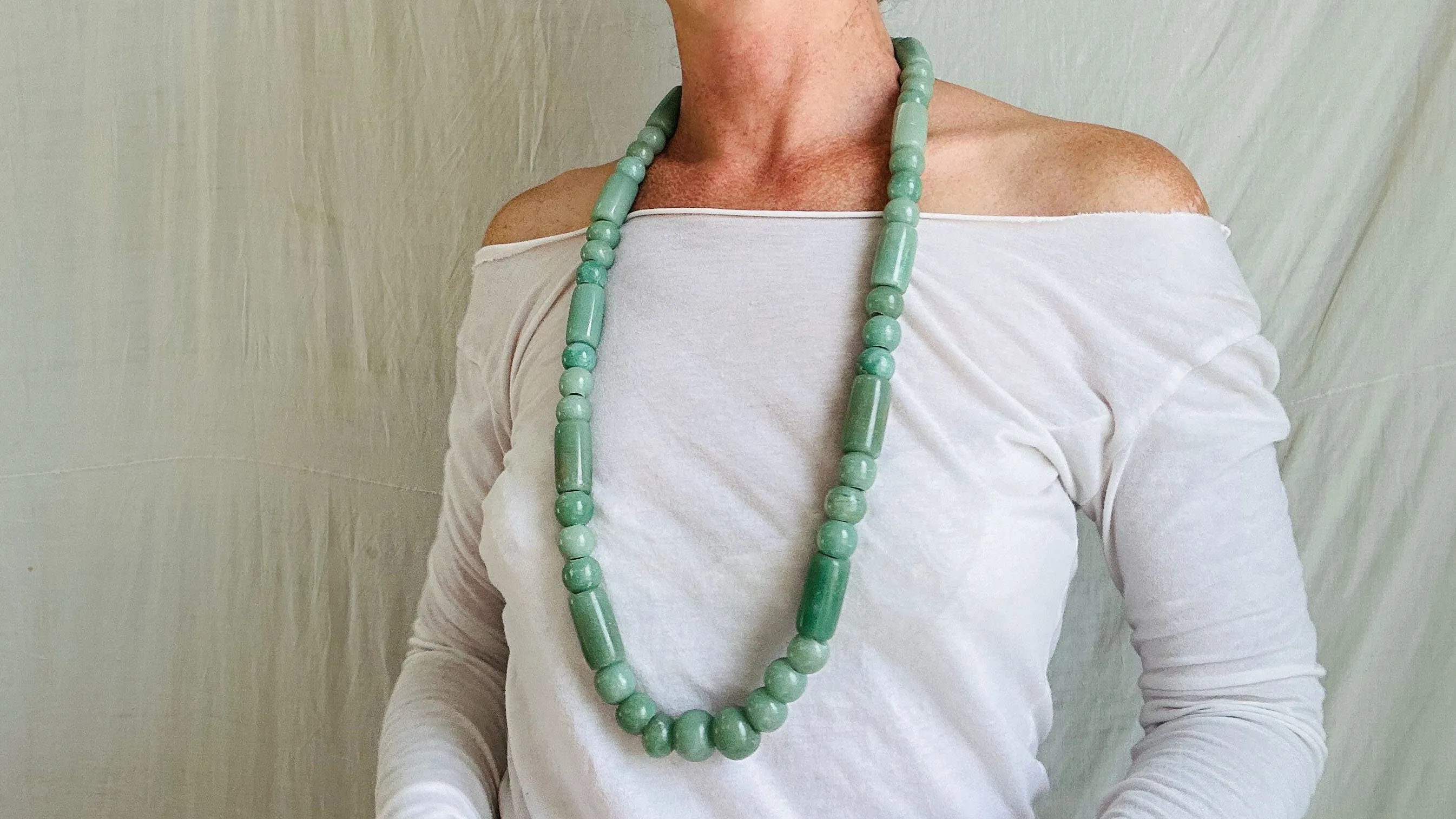 Long Jade Necklace. Oaxaca. Replica. 2484