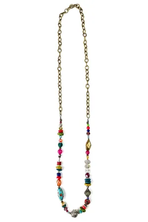 Lost And Found Long Bronze Colorful Beaded Necklace