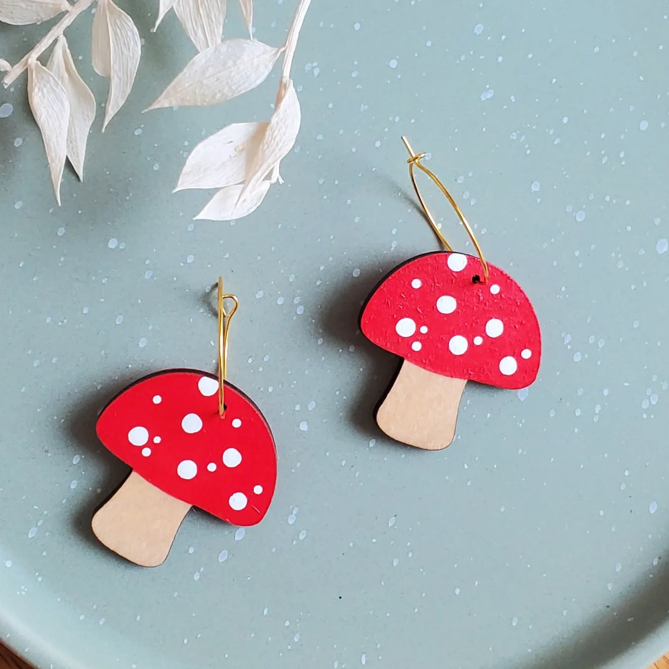 Mushroom Hoop Earrings