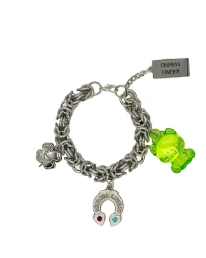 Neon Kitty Charm Bracelet - Silver