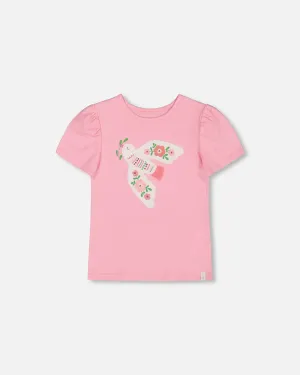 Organic Cotton Tee With Puff Sleeve Candy Pink