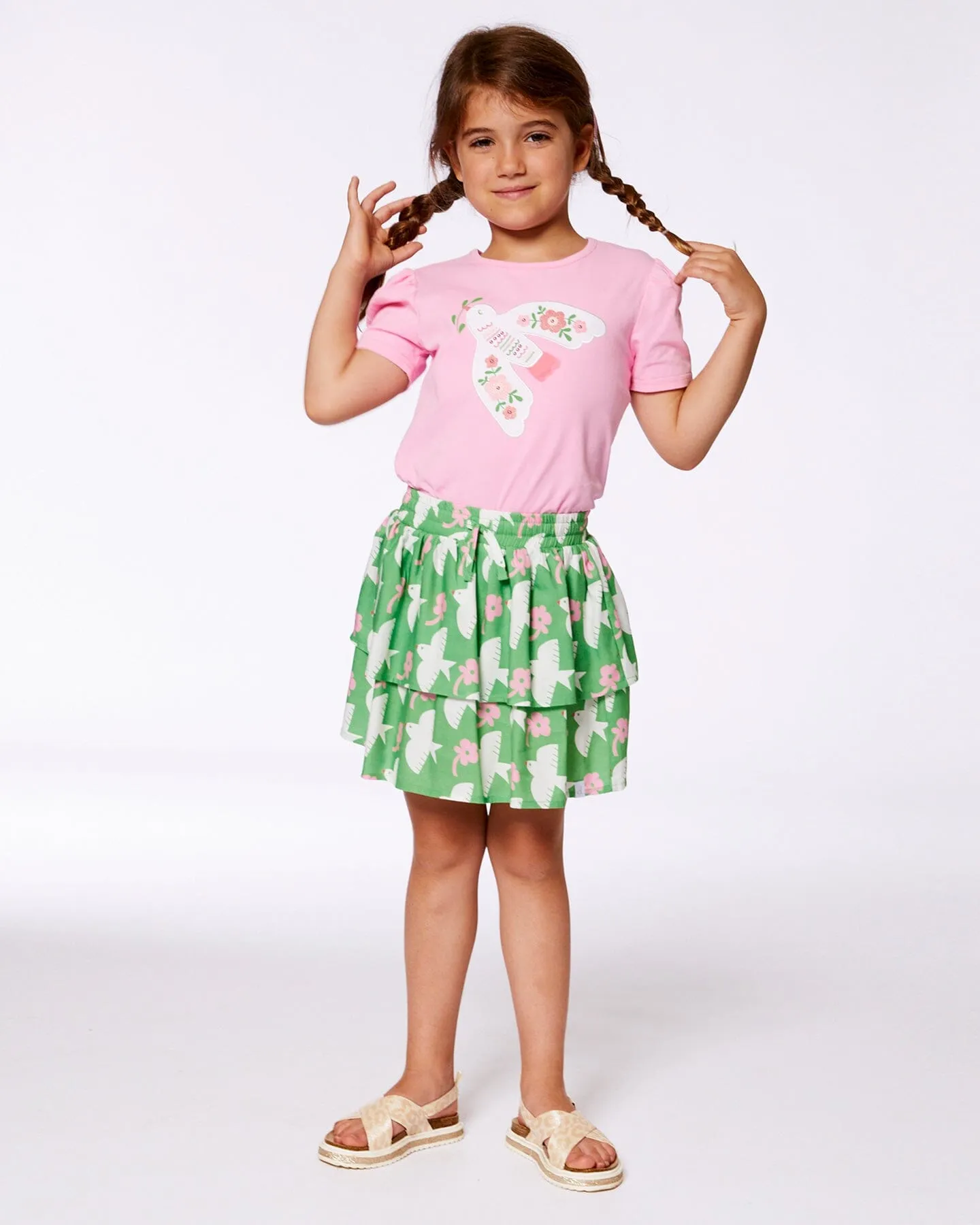 Organic Cotton Tee With Puff Sleeve Candy Pink
